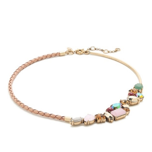 J. Crew Jewelry - J. Crew Crystal Foliage Braided Leather 14k Choker